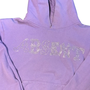 เสื้อฮู้ดโอเวอร์ไซส์สีม่วงมีฮู้ดพิมพ์ลายตัวอักษรพลอยเทียมเสื้อสวมหัวผ้าฝ้ายหนาใส่ได้ทุกเพศเสื้อฮู้ดแฟชั่นฤดูหนาว - Product Image 2