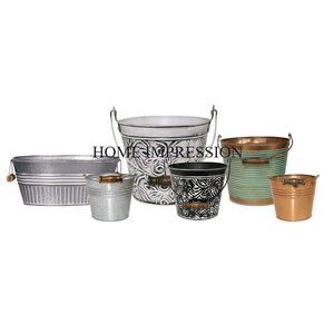 Pot de fleurs en métal de finition antique pour la maison et le jardin, décoration de mariage, affichage polyvalent et seau de stockage, nouveauté - Product Image 1