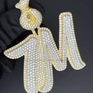 Gran oferta bolsa de dinero fianza personalizada 7M fuente nombre colgante personalizado helado dos tonos chapado en oro letra colgante Hip Hop joyería - Product Image 1