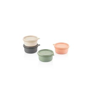 Mini scatola portaoggetti rotonda in 4 pezzi piccolo coperchio a tenuta stagna pratico cibo multiuso per Snack da Picnic