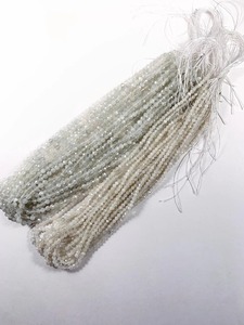 Perles facettées en pierre de lune naturelle authentique blanc-gris, brin de 15,5 pouces, tailles 3mm et 4mm, pierre de naissance de juin, Mehrajuddin Gems MG-NU182 Troisième - Product Image 4