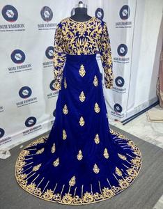 2022 diseñador boda caftán marroquí Color azul adorno a mano Dabkacora cuentas diamantes de imitación último musulmán tradicional - Product Image 2