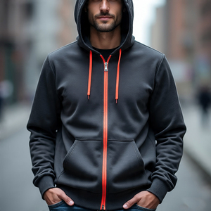 Sweat à capuche tendance déchiré polyester polaire détresse noir surdimensionné hommes sweats à capuche/grande taille boxy fit pulls - Product Image 4