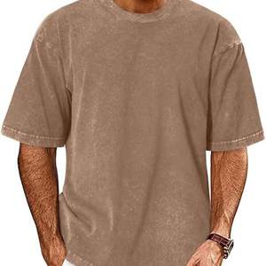 เสื้อยืดผ้าคอตตอนขนาดใหญ่สำหรับผู้ชายทรงโอเวอร์ไซส์เข้ารูปเสื้อยืดแบบเรียบสำหรับสไตล์แฟชั่น - Product Image 1