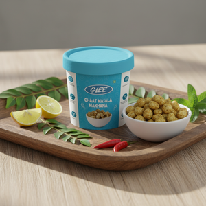 Glee Impex Chaat Masala Makhana, Nueces de Lechuga Asadas Picantes Bajas en Grasa y Sin Gluten, Snack Saludable en Frasco de Papel de 30g - Product Image 1