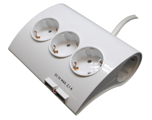 Base per dessert con 5 prese + 2 porte USB, 1,5 m. (F-Bright 1002900) - Product Image 1