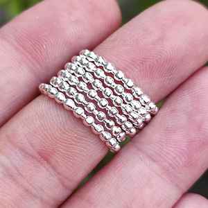 925 Sterling <b>Silver</b> Bead <b>Ring</b> Handmade Dainty Stackable Bands Casual Style Perfect Gift for Her <b>Silver</b> Beaded <b>Stacking</b> <b>Ring</b> - Product Image 6