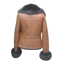 Veste bomber en cuir d'agneau véritable marron de qualité supérieure pour femmes, col en fourrure de renard, motif uni, respirante, coupe-vent, pour adultes