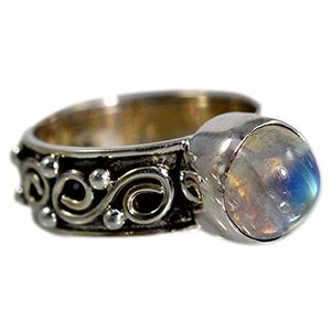 Rainbow Moonstone 925 Sterling Silver Dainty Ring Handmade Boho June Birthstone Jewelry Perfect Gift for Her Birthday - Product Image 1