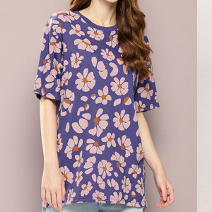 เสื้อยืดลำลองผู้หญิงไซส์ใหญ่แบบเป็นมิตรกับสิ่งแวดล้อม ผ้าฟลีซคอตตอน 100% สำหรับงานซับลิเมชั่น - Product Image 1