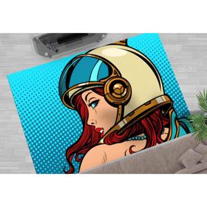 Tapis Pop Art Astronaut Woman : Tapis d'appoint moderne antidérapant, tapis fin non tissé - Product Image 2
