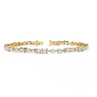 Exclusivas Pulseras de Diamantes Unisex Personalizables de 6.5 Pulgadas, Brazaletes de Oro de 14K con Diamantes Cultivados en Laboratorio de 6.0-7.0 Quilates, Corte Brillante, Certificados por IGI