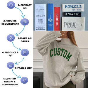 Sudadera personalizada de cuello alto de lana de rizo francés, sudadera de sarga con aparejos bordados con letras, sudadera Varsity de cuello simulado - Product Image 2
