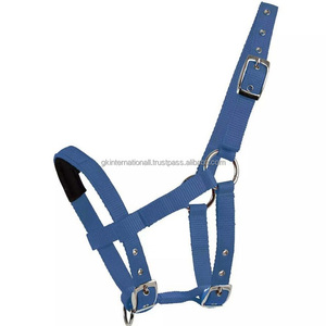 Nouvelle arrivée licou cheval en nylon bleu léger à bas prix en plusieurs couleurs et tailles personnalisées avec quincaillerie en acier inoxydable nickel - Product Image 1