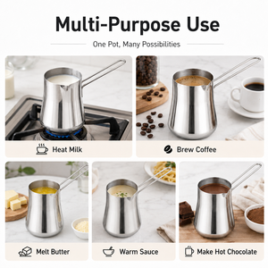 Commercio all'ingrosso in acciaio inox caffettiera turca e Latte schiumoso brocca Set per <span class=keywords><strong>Espresso</strong></span> Latte Art e caffè arabico - Product Image 5
