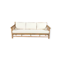 Canapé en rotin naturel de style traditionnel avec coussins en peau réglables, meubles de salon pour la maison ou le bureau