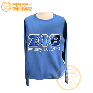 เสื้อสเวตเชิ้ตคอกลมสำหรับผู้หญิง แบรนด์ Zeta Phi Beta แบบเรียบสีพื้น ปักลายตามสั่ง ผลิตจำนวนมาก สำหรับฤดูหนาว ทำจากผ้าฝ้าย เหมาะสำหรับเครื่องแบบชมรมนักศึกษา - Product Image 4