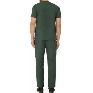 Ensemble d'uniformes de gommage d'hôpital pour hommes sur mesure de haute qualité pantalon et chemise tissés solides pour les soins infirmiers - Product Image 2