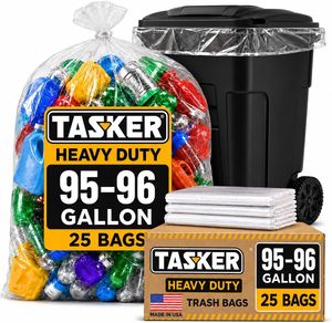 Sacs poubelle transparents résistants Tasker 95-100 gallons, lot de 25, grands sacs poubelle en plastique pour le recyclage - Product Image 3