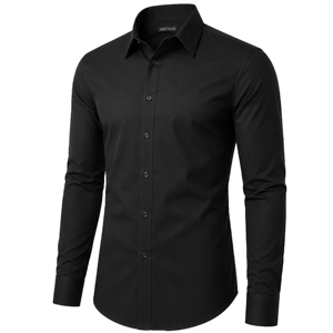 <b>Men's</b> Casual Autumn Breathable Solid Woven Long Sleeve <b>Stretch</b> Dress <b>Shirt</b> (Sizes S to 3XL) - Product Image 6