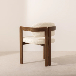 Silla de comedor con brazo de estructura de madera de teca maciza y respaldo con asiento cubierto de espuma y tela para uso interior y exterior - Product Image 4