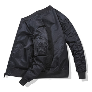 Veste légère en satin avec poignets côtelés, veste d'extérieur avec logo personnalisé et marque privée, blousons bombardier décontractés de base pour hommes - Product Image 4