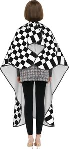 Unisex <b>Barber</b> Salon <b>Cape</b> Black White Checkered Pattern Hair Cutting <b>Cape</b> with Adjustable Neck - Product Image 2