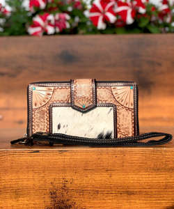 Nouveau Western élégant cuir de vachette usiné fourrure cuir bracelets embrayages femmes conçu sac à main vente chaude en cuir usiné portefeuilles uniques - Product Image 2