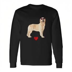 Idea de regalo para el día de San Valentín: Camiseta de manga larga con adorable Golden Retriever y corazón para amantes de los perros - Product Image 2
