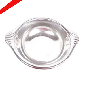 Cuenco para servir comida de metal con acabado plateado de forma redonda de aspecto increíble para hotel en casa - Product Image 5