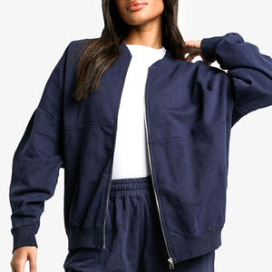 Chándal de tela suave a precio económico para compradores al por mayor con cierre de cremallera y diseño elegante de alta calidad / Puños y dobladillo acanalados con diseño elegante - Product Image 2