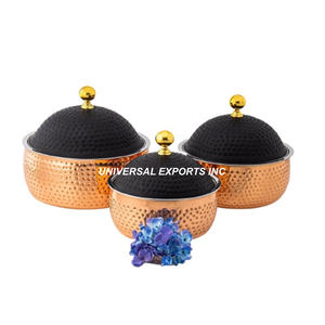 Ensemble de trois casseroles en acier inoxydable de qualité supérieure faites à la main Top Selling New Metal Food Warmer - Product Image 2