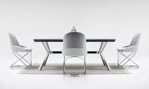 ชุดรับประทานอาหารสแตนเลสที่ทันสมัย, พนักพิงตามหลักสรีรศาสตร์เปิดประทุนและขยายได้สำหรับห้องรับประทานอาหารและห้องนั่งเล่นที่บ้าน - Product Image 2