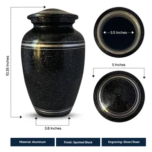 Urna Funeraria Americana Personalizada con Diseño de Humor Béisbolístico 'Going Gone', Acabado Negro Brillante, Borde Plateado, Color Personalizado 200 - Product Image 2