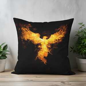 Almohada estampada Phoenix Rise: diseño moderno y abstracto de pájaro de fuego, 8"x16" - 20x40 cm - Product Image 3