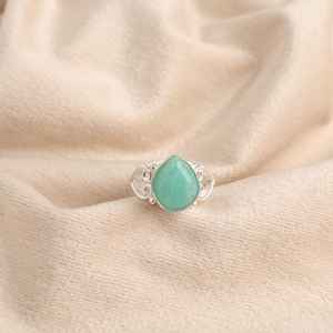 Amazonite Oval Cut Heart <b>Ring</b> 925 Sterling Silver IGI Certified 1.40 Carat Gemstone Handmade Elegant Gift for Women - Product Image 1