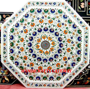 Best Quality Product Marble Beautiful White Marble Inlay <b>Work</b> <b>Table</b> Top Octagonal Shape With Handmade Home Decoration <b>Table</b> Tops - Product Image 1