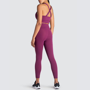 Conjunto de Yoga sin costuras de secado rápido para mujer, Reversible Sujetador deportivo, mallas, camisetas deportivas transpirables, pantalones, patrón sólido XS - Product Image 4