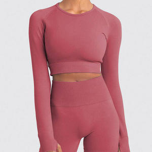 Trajes de Yoga de 2 piezas para mujer, ropa activa, conjunto de Yoga para Fitness, conjunto de ropa de gimnasio de manga larga para entrenamiento para mujer - Product Image 1