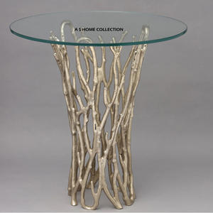 Mesa Auxiliar de Aluminio Hecha a Mano con Diseño de Hojas, Decorativa para Sala de Estar, Precio de Mayoreo - Product Image 2