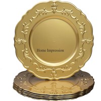 Assiettes et plats de table de mariage plaqués or de haute qualité de forme ronde et attrayante aux allures attrayantes les plus exigeantes