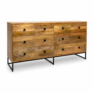 Commode Bella en bois de manguier massif, résistante à l'eau, meuble de rangement moderne pour salon, taille et couleur personnalisables, garantie 3 ans - Product Image 3