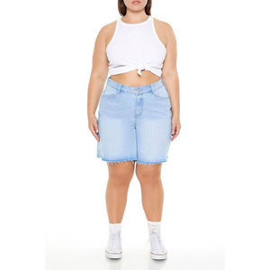 Shorts en jean amples personnalisés avec vestes en jean pour femmes, shorts décontractés respirants de style urbain pour femmes - Product Image 1