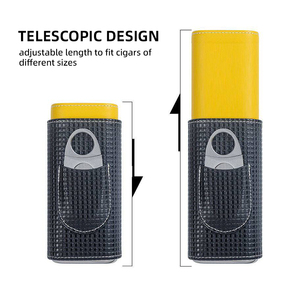 <span class=keywords><strong>Estuche</strong></span> Humidor de Viaje JH de Cuero con Forro de Madera de Cedro, Resistente a la Humedad, con Cortador de Cigarros de Acero Inoxidable para Accesorios de Cigarros - Product Image 6
