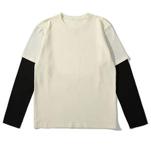 เสื้อยืดแขนยาวของผู้ชายเสื้อยืดสองชั้นผ้าฝ้าย100% รุ่นเฮฟวีเวตแบบแนวสตรีทเสื้อยืดสองชั้นงานตามสั่ง - Product Image 5