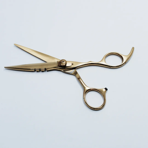 กรรไกรตัดผมมืออาชีพ ยอดขายดี ทรงตรง สีทอง ด้ามสแตนเลส สำหรับคนถนัดขวา ขนาดกลาง - Product Image 5