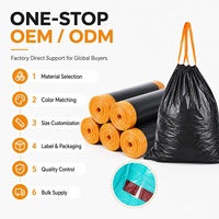 Vente en gros de sacs poubelle en plastique biodégradable jetables avec cordon de serrage