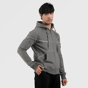 Rigger Hoodie Poches kangourou Poignets côtelés Étiquette tissée personnalisée Coupe ample Streetwear brodé personnalisé Sweats à capuche zippés - Product Image 1