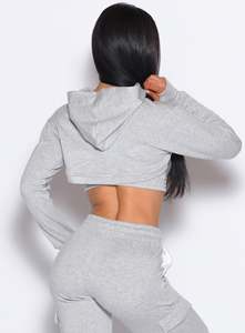 Sudadera con capucha Bolero de sudor para mujer, gris claro, personalizada de la mejor calidad, sudaderas transpirables antiarrugas para mujer, Sudadera con capucha y cremallera para gimnasio para mujer - Product Image 4