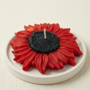 Vela Aromática en Forma de Girasol Rojo, Velas Decorativas de Cera de Soya con Forma de Flor, Vela de Pilar Decorativa para el Hogar, Etiqueta Privada, Color Personalizado - Product Image 2